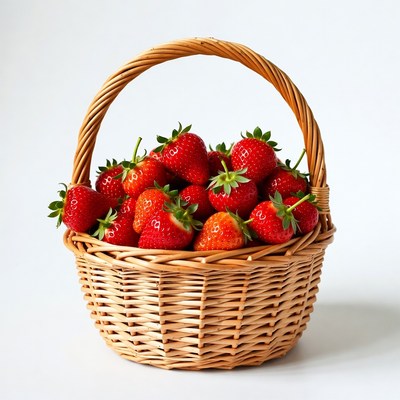 Strawberries in Wicker Basket