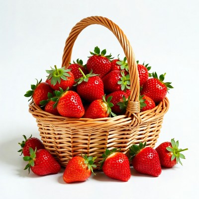 Strawberries in Wicker Basket