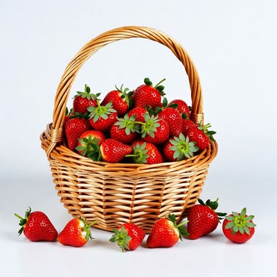 Strawberries in Wicker Basket