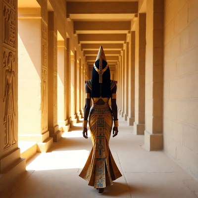 Egyptian Woman in Temple Hall