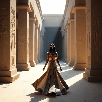 Egyptian Woman in Temple Hall