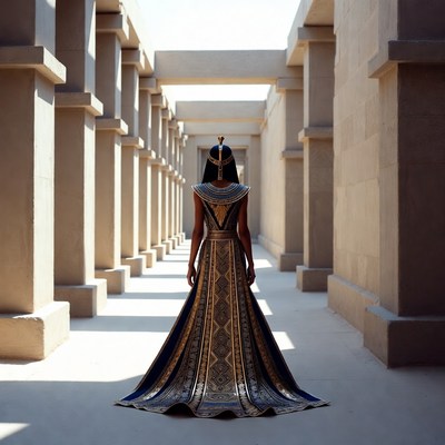 Egyptian Woman in Golden Gown Temple