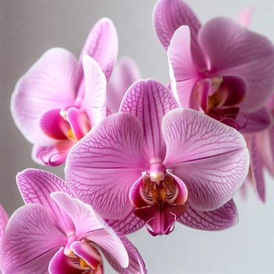 Pink Phalaenopsis Orchids on White Background