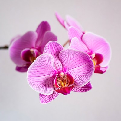 Pink Phalaenopsis Orchids on White Background