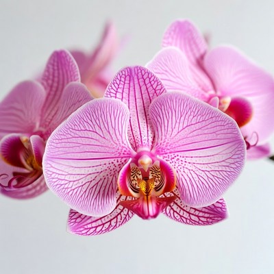 Pink Phalaenopsis Orchids on White Background
