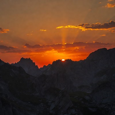 Sunset over Jagged Mountains
