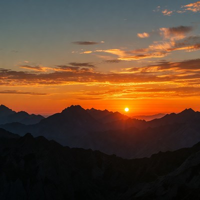 Sunset over Mountain Silhouette