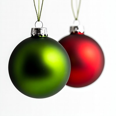 Green and Red Christmas Ornaments Hanging