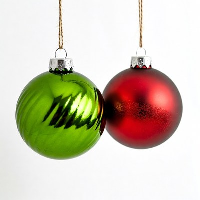 Green and Red Christmas Ornaments Hanging