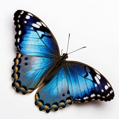 Blue Morpho Butterfly on White Background