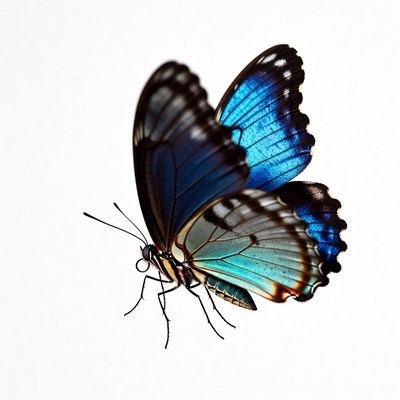 Blue butterfly on white background
