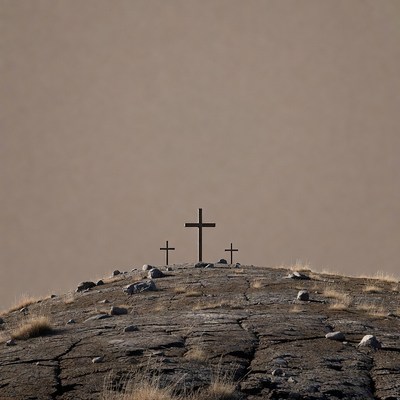 Three Crosses on Rocky Hilltop