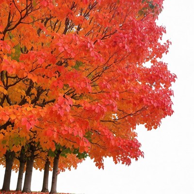 Autumn Maple Trees on White Background