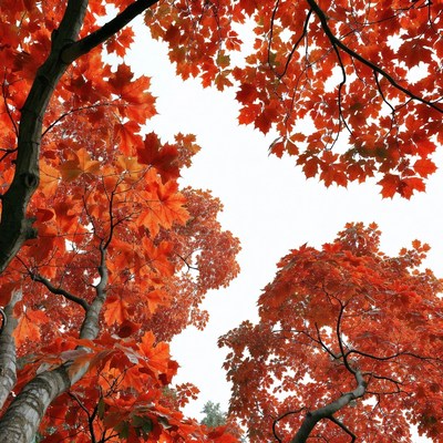 Red maple tree branches overhead