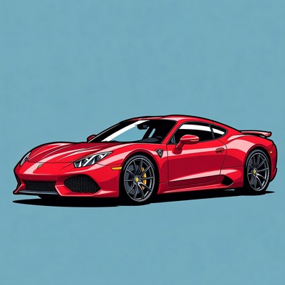 Red Ferrari Supercar Illustration
