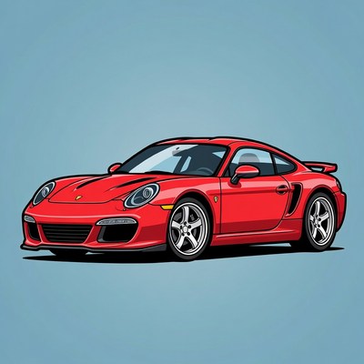Red Porsche 911 Carrera Illustration