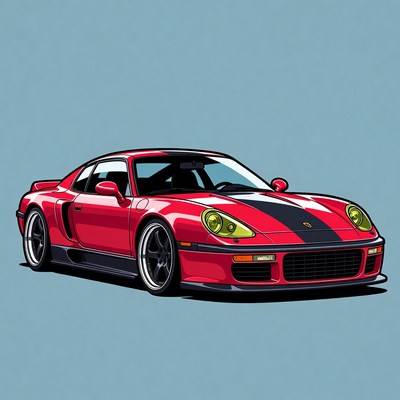 Red Porsche 996 GT2 Illustration
