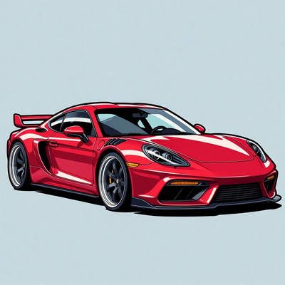 Red Porsche Sports Car Illustration