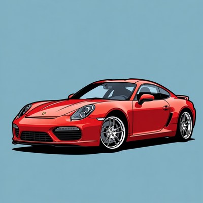 Red Porsche 718 Cayman Illustration