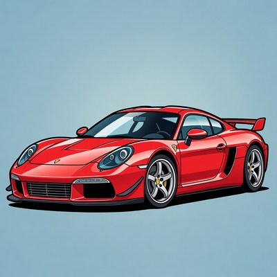 Red Porsche 718 Cayman GT4 Illustration