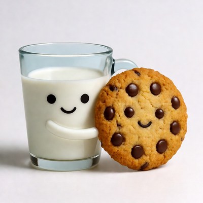 Cute milk glass hugging cookie