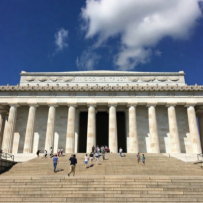 Lincoln Memorial with Tourists on Steps