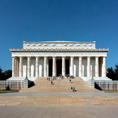 Lincoln Memorial with tourists on steps