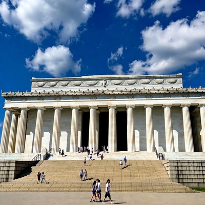 Lincoln Memorial with Tourists on Steps
