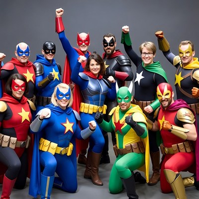 Group of Superheroes Posing Together