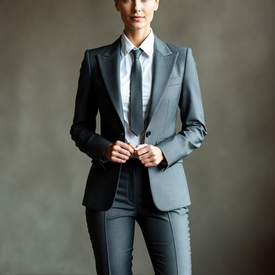 Woman in gray business suit