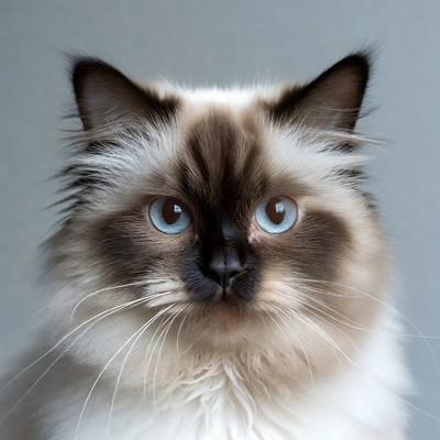 Closeup of blue-eyed Birman cat