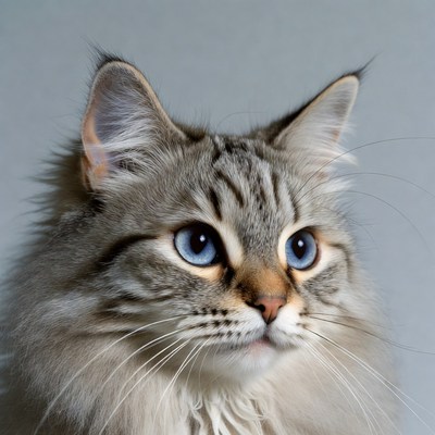 Gray tabby cat with blue eyes
