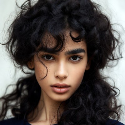 Woman with curly black hair