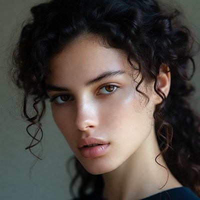 Beautiful woman with curly black hair