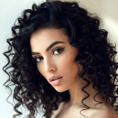 Woman with curly black hair