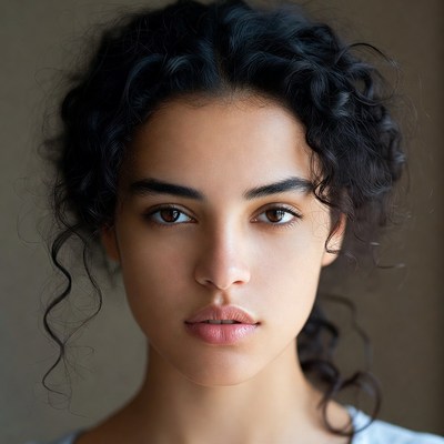 Beautiful woman with curly black hair