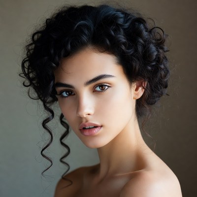 Beautiful woman with curly black hair