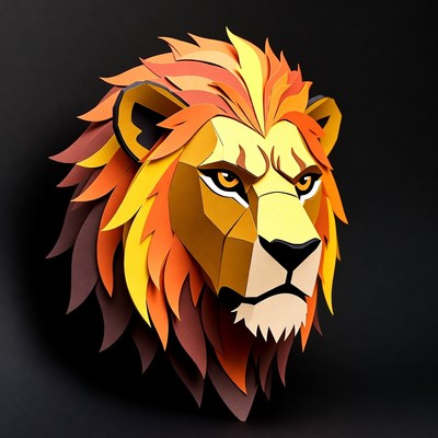 Papercraft Lion Head Profile