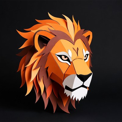 Papercraft Lion Head Profile