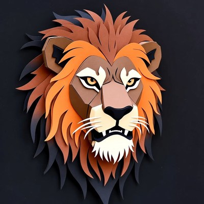 Paper Cut Lion Head