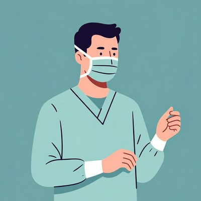 Asian doctor wearing surgical mask