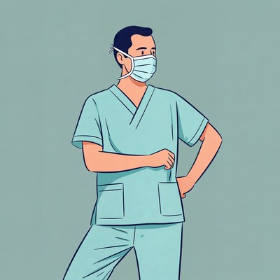 Asian male doctor wearing mask