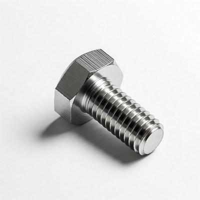 Shiny Hex Bolt on White Background