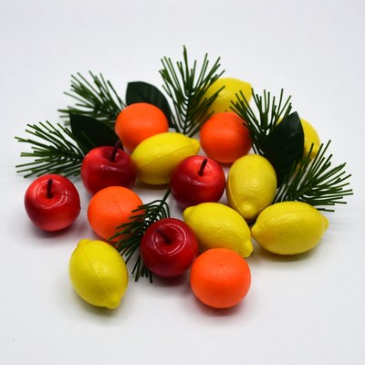 Assortment of colorful plastic fruits