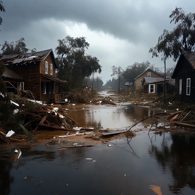 Flooded Houses After Hurricane Damage