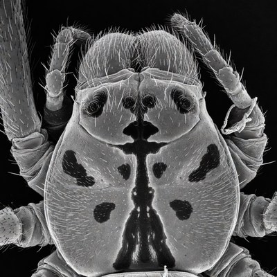 Close-up of wolf spider face