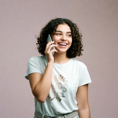 Young woman laughing on phone call