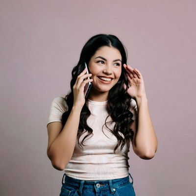 Smiling woman talking on phone