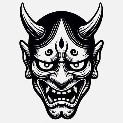 Oni Demon Mask Illustration