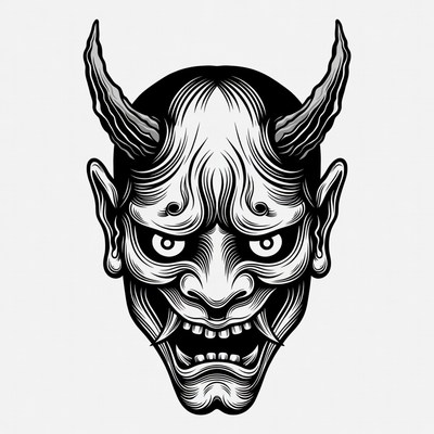 Oni Demon Mask Illustration